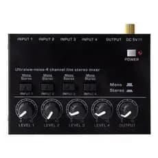 Mini Mixer Estéreo Para Guitarra Elétrica, 4 Canais Mixer