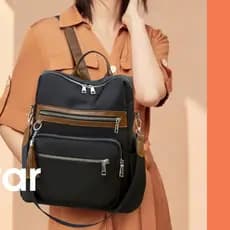 Mochila Feminina Bolsa anti furto Alça Transversal e Costas Impermeável  Resistente Praticidade