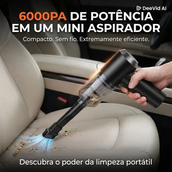 Aspirador Automotivo Portátil Potente Recarregável Sem Fio Mini Aspirador Carro Alta Sucção
