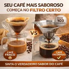 Coador de Café Inox 103 Permanente Reutilizável Filtro Aço Inox Sem Papel Ecológico