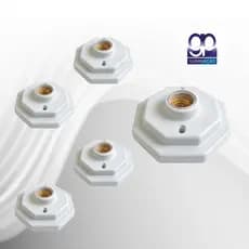 KIT 05 UN LUMINARIA PLAFON OCTAGONAL SOBREPOR - AREA INTERNA - TETO - SOQUETE PORCELANA E27 GAZPLAST