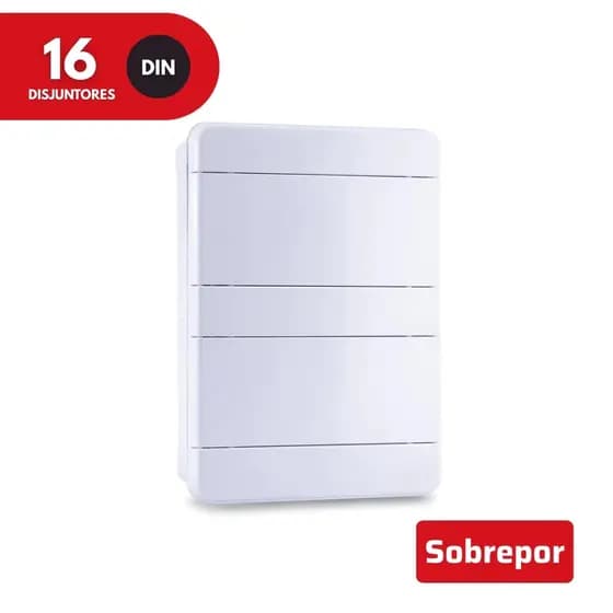 Quadro Distribuição Sobrepor 16 Disjuntores Din Sem Barramentos Branco Force Line