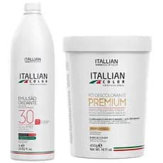 KIT DESCOLORANTE PREMIUM E OXIDANTE DE 30 VOLUMES ITALLIAN