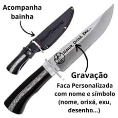Faca Ritualística de Corte Personalizada Gravada a Laser para Exu, Orixás e Pombagira