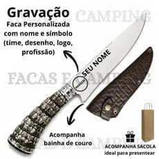 Faca para Churrasco Personalizada Cabos Artesanais Premium Aço Inox 7"