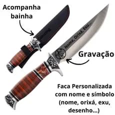 Faca Exu Orixá Personalizada Pombagira Aço Inox Cabo Resina Com Bainha