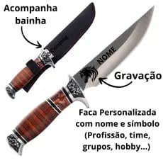 Faca Churrasco Personalizada Cabo Resina Premium Aço Inox Com Bainha