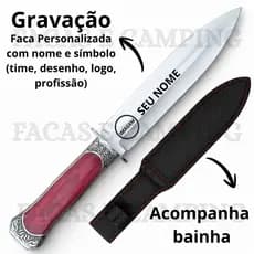 Adaga Premium Personalizada Aço Inox Cabo Vermelho Estilizado com Bainha