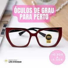 Óculos Hexagonal Marília Grau +0,50 a +5,00 Feminino Leitura Hipermetropia Vinho