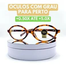 Armação Óculos Grau +0.50 até +5.0 Leitura Perto Várias Cores Acetato Retro Oval Feminino