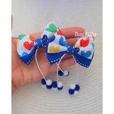 Parzinho de laço infantil Escolar Coração Colorido/Bico de Pato ou Elastico