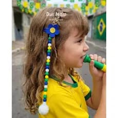Presilha Copa Brasil Infantil Com Tererê Tic Tac Torcida Verde Amarelo Grampo infantil Copa