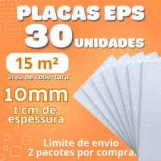 KIT 30 PLACAS EPS ANTICHAMAS TÉRMICO ACÚSTICO ESPESSURA 10MM (1cm) PACOTE 30 UNIDADES 100x50x1cm