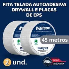 Fita Telada Drywall Branca Walsywa 45 Metros (Kit com 02 unidades) - Envio Imediato