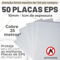 KIT 50 PLACAS DE FORRO EPS ANTICHAMAS COM 1 CM DE ESPESSURA - TÉRMICO - ANTICHAMAS - FORRO - PAREDE
