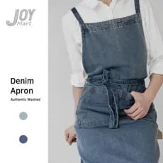 JoyMart Avental jeans estilo nórdico, avental de trabalho em lona, avental de trabalho retrô, uniforme de restaurante, a