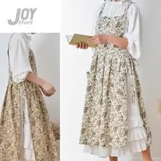 JoyMart Avental Floral pequeno estilo nórdico Avental estampado à prova d'água Avental de trabalho de algodão à prova de