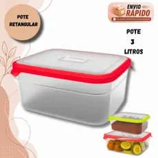 Pote Retangular Avulso Para Alimentos 3 Litros Utilidade Para Armário Freezer Microondas Cor Amarelo E Vermelho