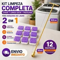 Kit Completo Limpeza Máquina de Lavar Universal – Chave T 62cm 10MM + Pastilhas Efervescentes