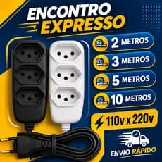 Extensão elétrica 2 Metros Extensão de Energia 3 Tomadas com 3 metros 5 metros 10 metros