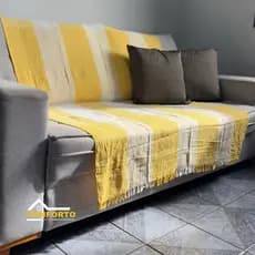 Manta Para Sofá Luxuosa Decoração Sala| Tamanho 210X120 | King Grande Protetora, 100% Algodão