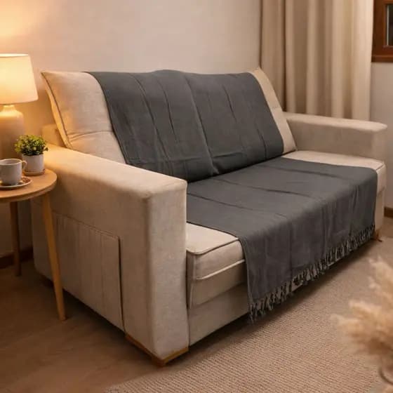 Kit 2 Mantas para Sofá Grande luxo 210x120cm | Algodão 100% | Escolha a Cor | Decoração & Proteção