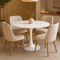 Mesa De Jantar Saarinen Tulipa Redonda  75cm de Altura e 80cm de Diametro Mdf Cores Variadas