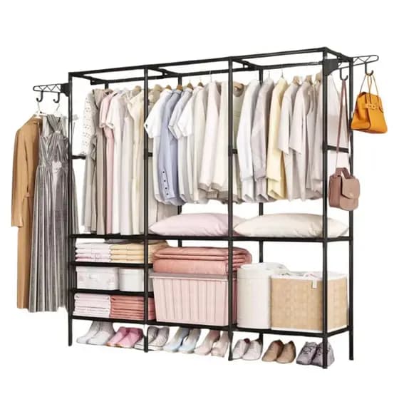 Guarda Roupa Portatil Arara Multifuncional Desmontavel Arara De Roupa Cabideiro Chão Sapateira Rack Organizador Multiuso