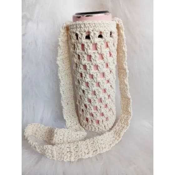 Bolsa Porta Garrafa de Academia em Crochê Artesanal – Para Garrafas de 500ml a 750ml