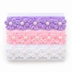 Kit com 5 tiaras para cabelo infantil bebê menina laço na faixa com flor e pérola