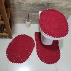 Jogo de Banheiro com 3 Peças Feito à Mão em Crochê – Artesanal 40x55cm