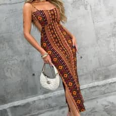 Vestido Feminino Midi Tubinho Tendência Verão Moda Blogueira Estampa Tropical