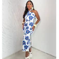 Vestido Feminino Dress Midi Tubinho Floral Estampado Estampa Tropical