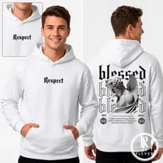 Moletom Streetwear Com Capuz Flanelado Agasalho de Frio Respect Abençoado Unissex Blessed Anjos Envio Rápido RT Eleven