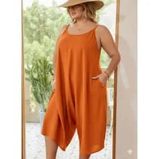 Macacão Pantacurt Soltinho / Macacão Soltinho Feminino, Pantacourt Boho Praia, Alça Fina