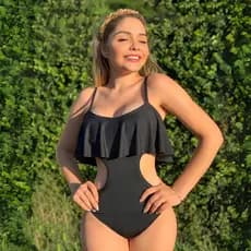 MAIÔ BIQUINI FEMININO PRAIA Com Babado Recorte Lateral Elegante Moda Praia Piscina Verão