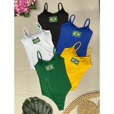 Body Feminino Alcinha Camisa do Brasil vestido feminino cropped blusa biquíni moda praia