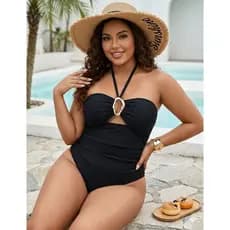 Maiô Feminino com Cordão 2026 Biquíni de Cintura Alta Bandeau Halter Roupa de Banho para Monokini Forrado Maiô Praiano