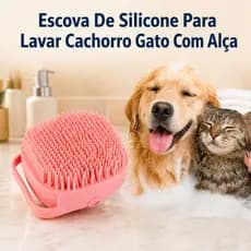 Escova De Banho Para Pet Com Dispenser Shampoo Cachorro Gato Silicone Massageadora Tirar Pelos Prática