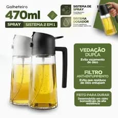 Borrifador Spray Dosador De Azeite Vidro 470ml Galheteiro Pulverizador Oleo Vinagre Cozinha
