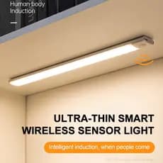 Luminária LED Recarregável USB De 3 Cores Com Regulação De Fluxo Luminoso 60cm Noturna Sensor De Movimento Para Armário De Cozinha Quarto De Dormir