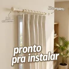 Varão para Cortina de Aço Kit Completo para Janelas do Quarto Cozinha Banheiro - Ambiente Decorado - Bastão Resistente