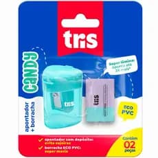 Kit Apontador E Borracha Tris Candy Verde - Marac Tris