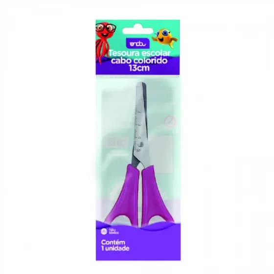 Tesoura Escolar 13 cm com Cabo Cores - Onda Pro