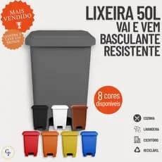 Lixeira 50 Litros com Pedal – Tampa com Vedação para Cozinha, Banheiro e Área de Serviço