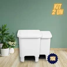 Kit 2 Lixeiras 15L com Pedal Reforçadas – Multiuso para Cozinha, Banheiro e Lavanderia