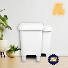 Kit 2 Lixeira 25L com Pedal Plástico Multiuso Resistente Reforçado Cozinha Banheiro Lar Decoração