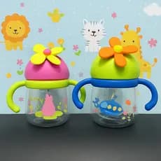 Copo Com Canudo de Silicone Infantil - 500ml - Alça Removível