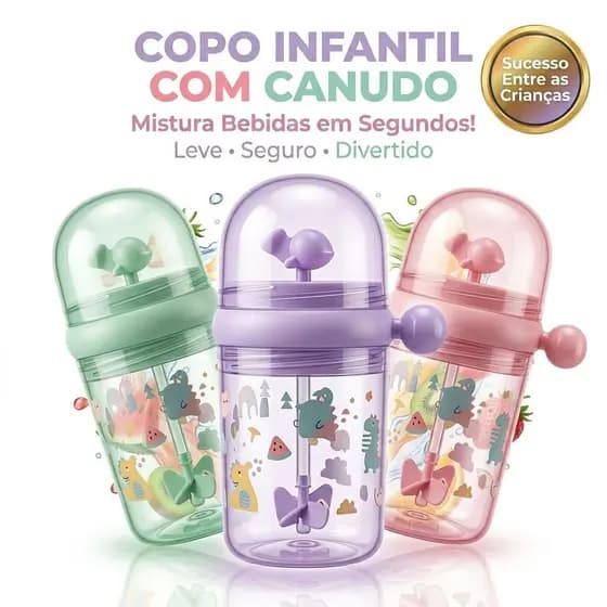 Copo Infantil com Canudo 280ml - Moment