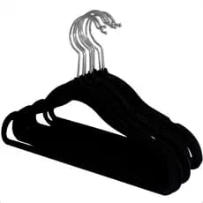 Kit 10 Cabides Veludo Infantil Slim Antideslizante Ultra Fino Preto